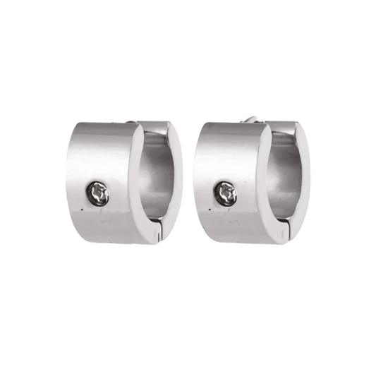 Brede Huggie Oorringen met Kristal 13x7mm - Aramat Jewels - Oorringen - cadeautip