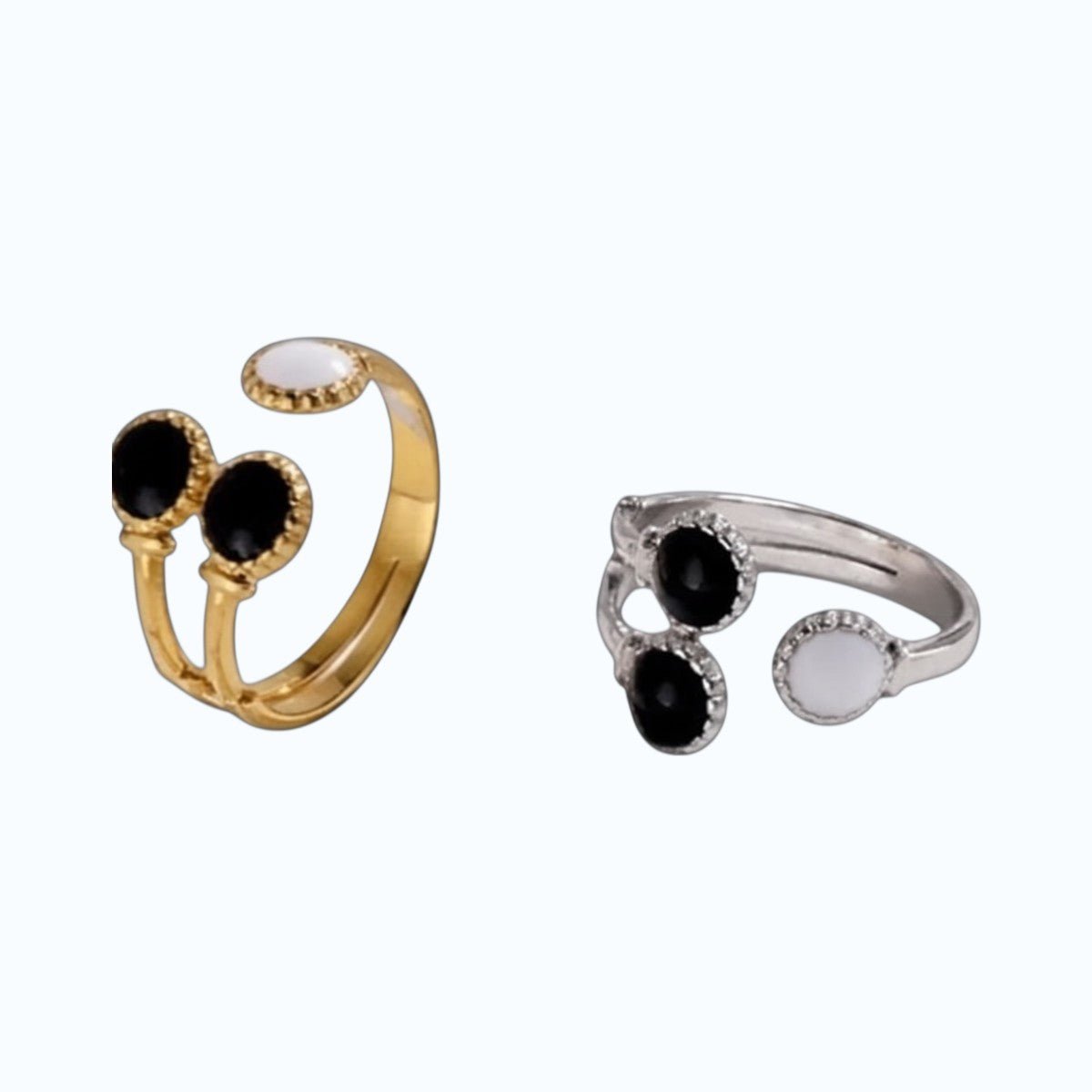 Brede One Size Ring Goudkleurig RVS met Drie Emaille Cirkels (13 mm) - Aramat Jewels - Ringen - cadeautip