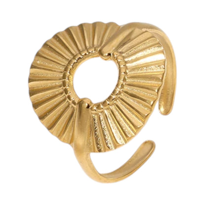 Brede One Size Ring RVS met Cirkel en Lijnenspel (18 mm) - Aramat Jewels - Ringen - cadeautip