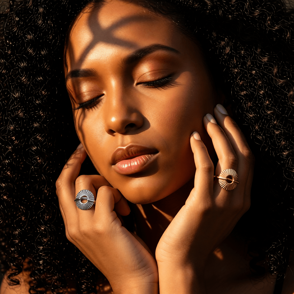 Brede One Size Ring RVS met Cirkel en Lijnenspel (18 mm) - Aramat Jewels - Ringen - cadeautip