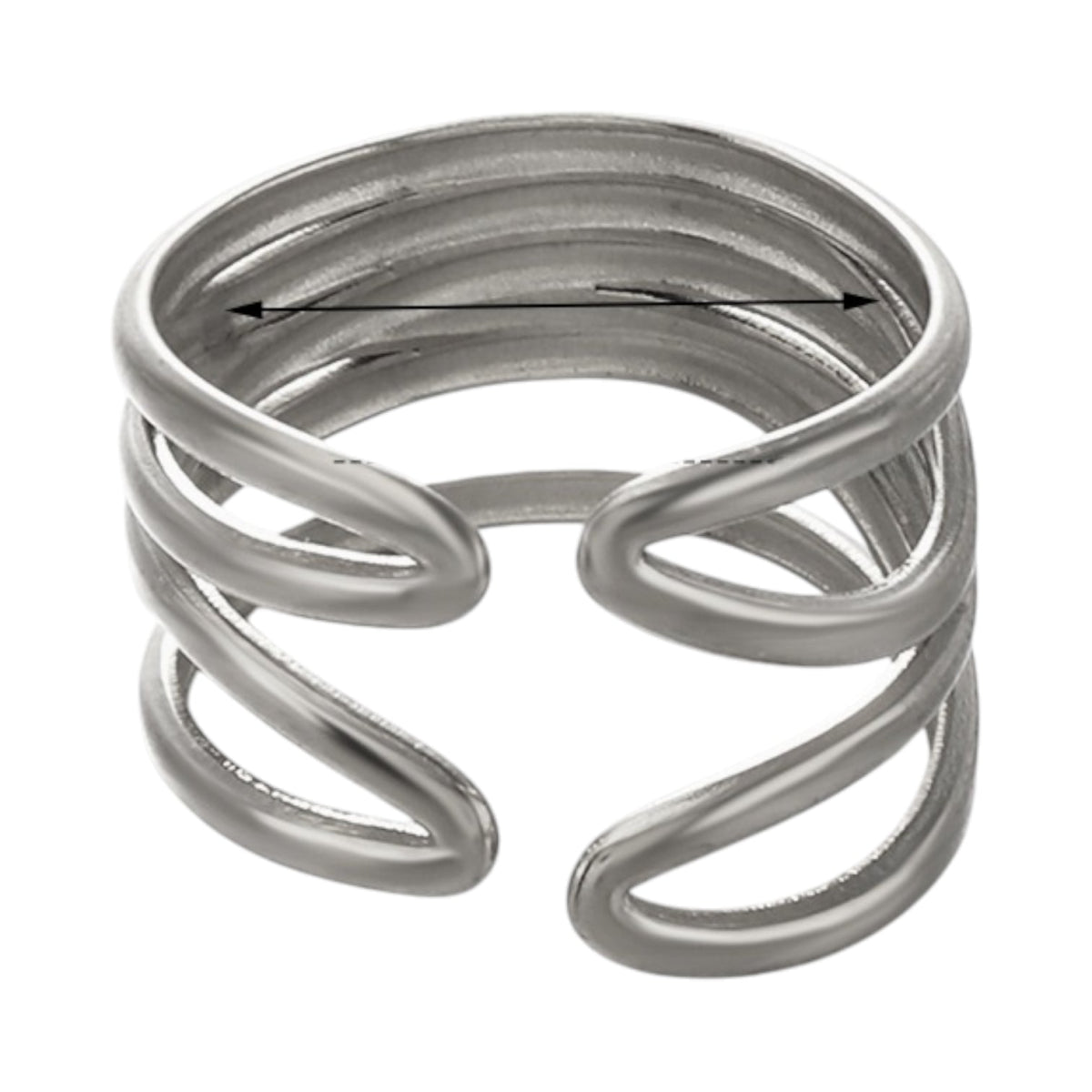 Brede One Size Ring RVS met Modern Lijnenspel (14 mm) - Aramat Jewels - Ringen - cadeautip