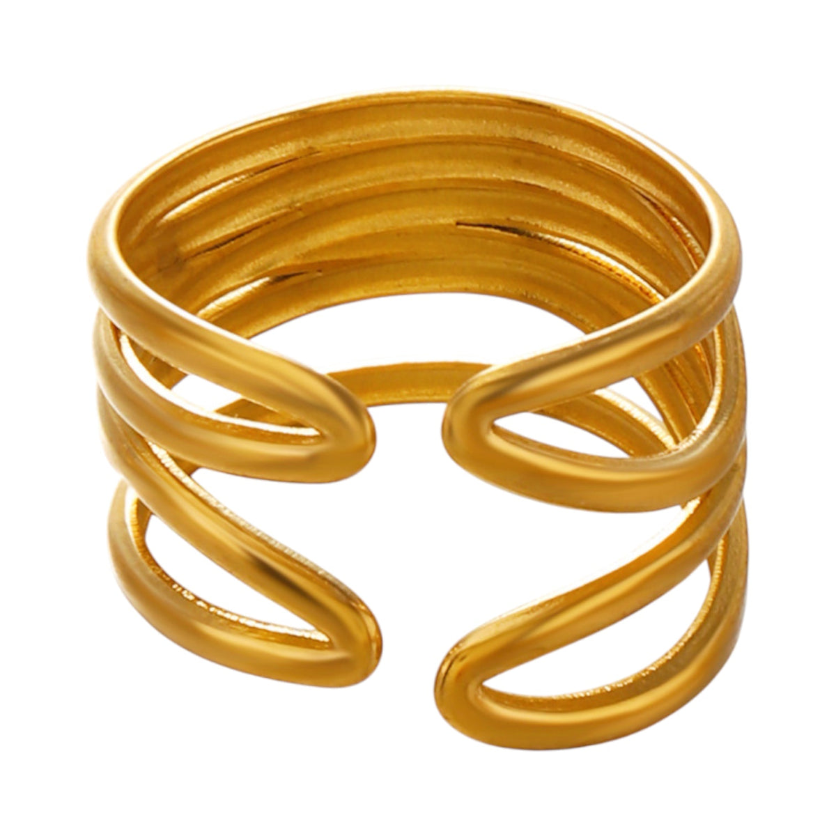 Brede One Size Ring RVS met Modern Lijnenspel (14 mm) - Aramat Jewels - Ringen - cadeautip