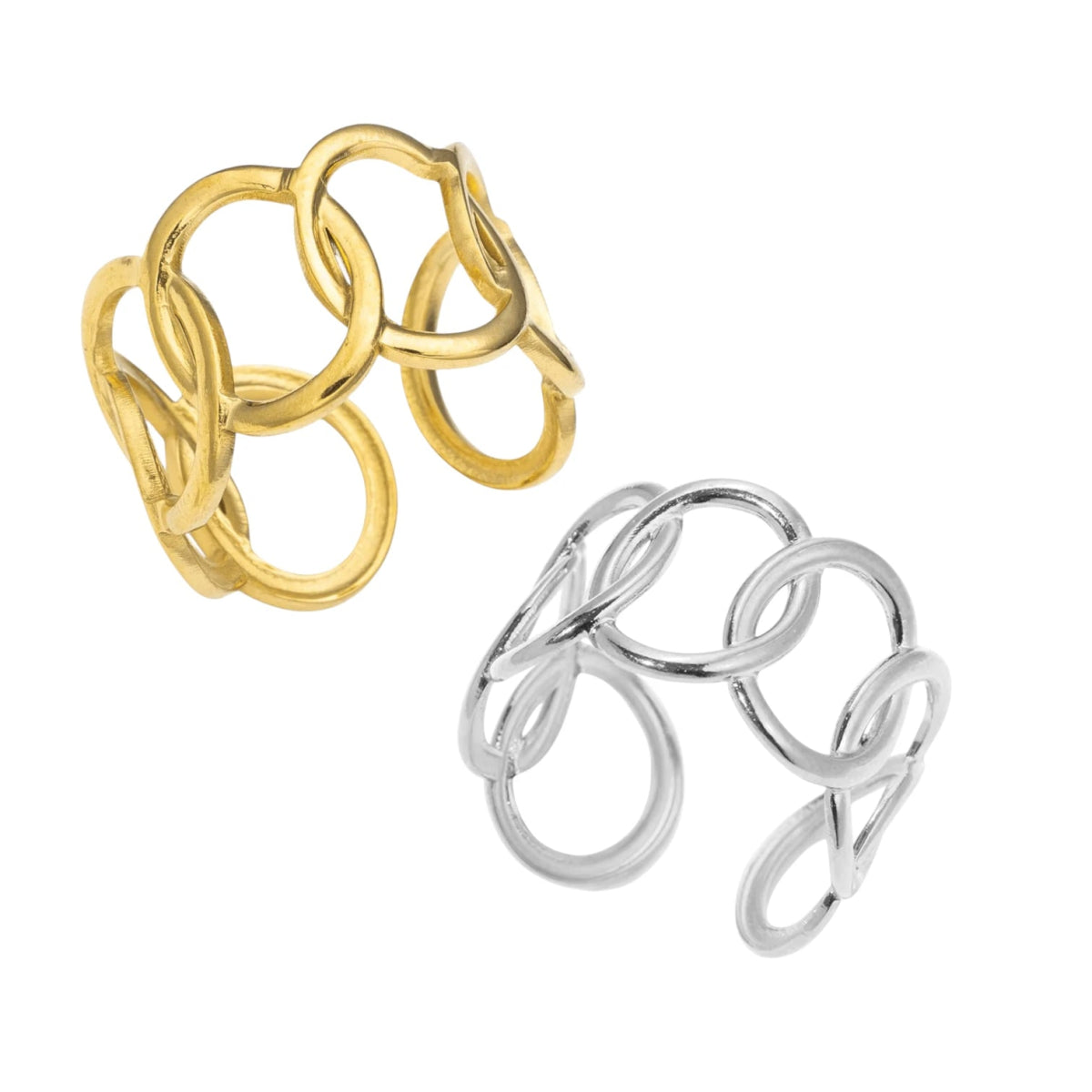 Brede One Size Ring RVS met Ovale Schakels (13 mm) - Aramat Jewels - Ringen - cadeautip