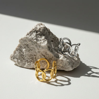 Brede One Size Ring RVS met Ovale Schakels (13 mm) - Aramat Jewels - Ringen - cadeautip