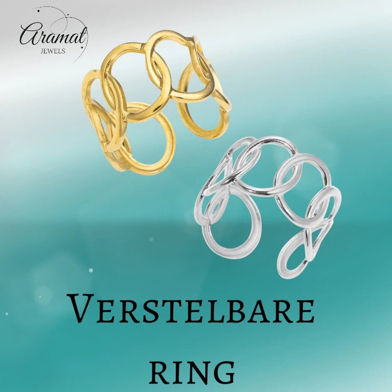 Brede One Size Ring RVS met Ovale Schakels (13 mm) - Aramat Jewels - Ringen - cadeautip