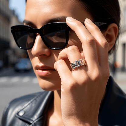 Brede One Size Schakelring van RVS - Goudkleurig of Zilver (9 mm) - Aramat Jewels - Ringen - cadeautip