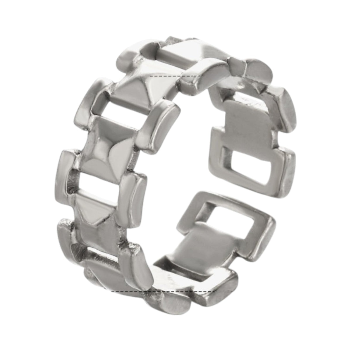 Brede One Size Schakelring van RVS - Goudkleurig of Zilver (9 mm) - Aramat Jewels - Ringen - cadeautip