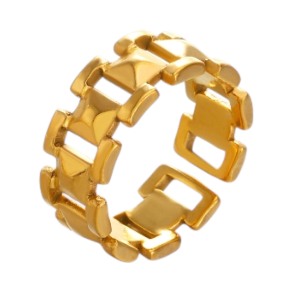 Brede One Size Schakelring van RVS - Goudkleurig of Zilver (9 mm) - Aramat Jewels - Ringen - cadeautip