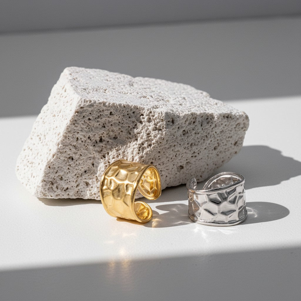 Brede Verstelbare Damesring met Geometrisch Design - 15mm RVS - Aramat Jewels - Ringen - cadeautip