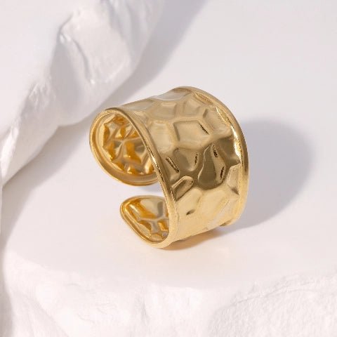 Brede Verstelbare Damesring met Geometrisch Design - 15mm RVS - Aramat Jewels - Ringen - cadeautip