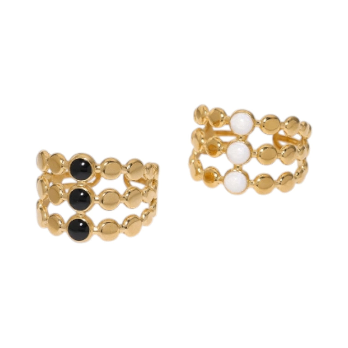 Brede Verstelbare Ring met 3 Emaille Cirkels - Goudkleurig RVS - Aramat Jewels - Ringen - cadeautip