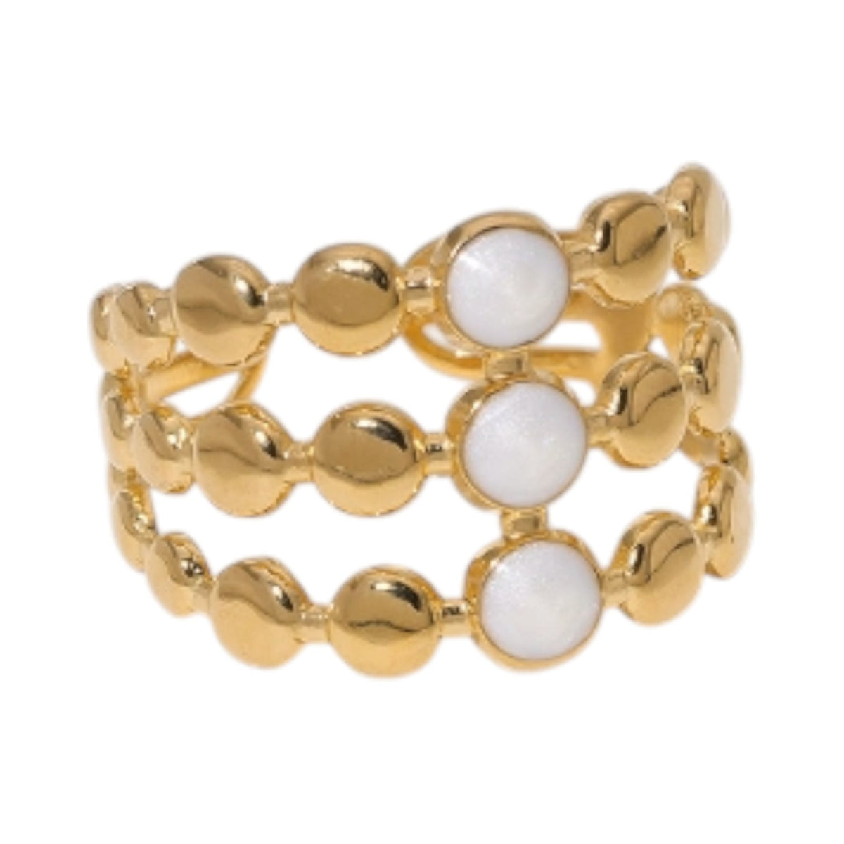 Brede Verstelbare Ring met 3 Emaille Cirkels - Goudkleurig RVS - Aramat Jewels - Ringen - cadeautip