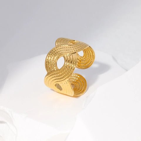 Brede Verstelbare Ring RVS met Vlecht Motief - 13 mm - Aramat Jewels - Ringen - cadeautip