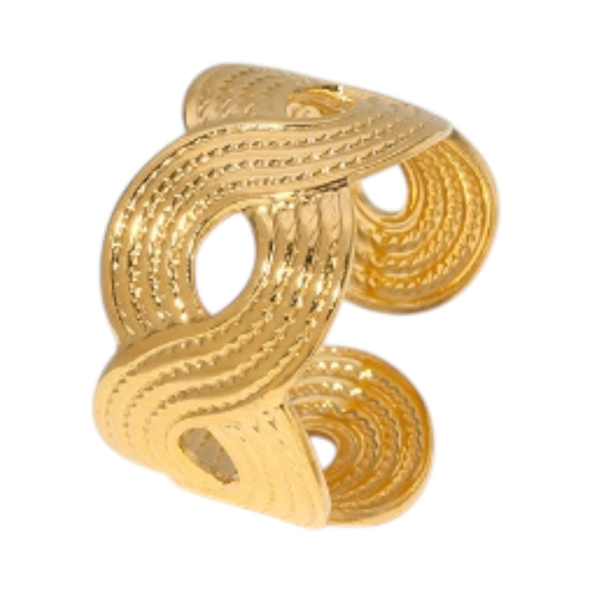 Brede Verstelbare Ring RVS met Vlecht Motief - 13 mm - Aramat Jewels - Ringen - cadeautip