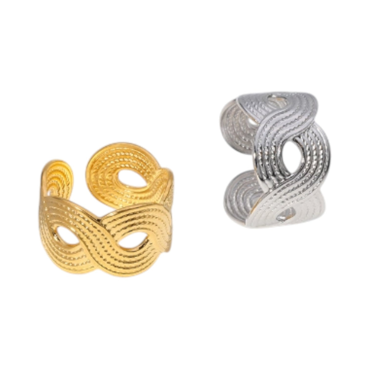Brede Verstelbare Ring RVS met Vlecht Motief - 13 mm - Aramat Jewels - Ringen - cadeautip