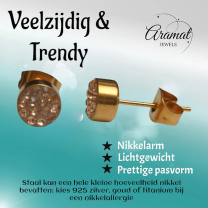 Champagne kristallen oorstekers 6 mm – goudkleurig - oor880 - Oorbellen kopen# - 6mm - alles - cadeau