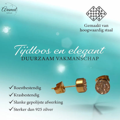 Champagne kristallen oorstekers 6 mm – goudkleurig - oor880 - Oorbellen kopen# - 6mm - alles - cadeau