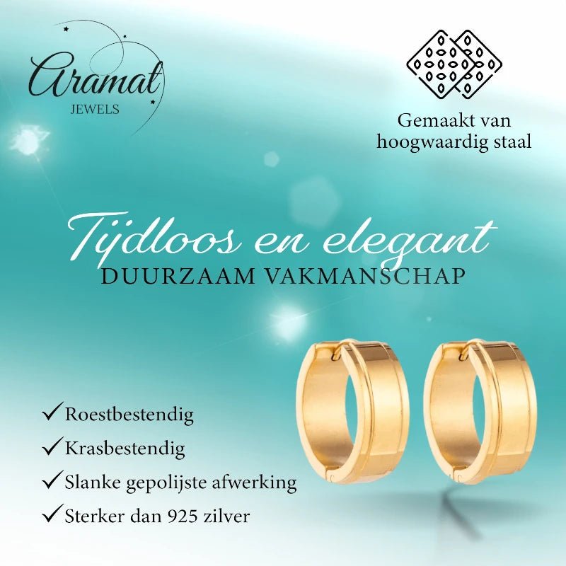 Creolen – RVS Goudkleur met Opstaande Rand (13mm of 20mm) - Aramat Jewels - Oorringen - cadeautip