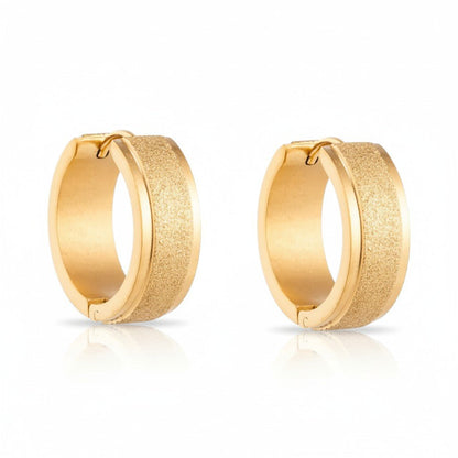 Creolen – RVS Goudkleur met Sandblasted Textuur (13mm of 20mm) - Aramat Jewels - Oorringen - cadeautip