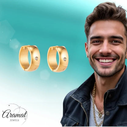 Creolen – RVS Goudkleur met Zirkonia (13mm of 20mm) - Aramat Jewels - Oorringen - cadeautip