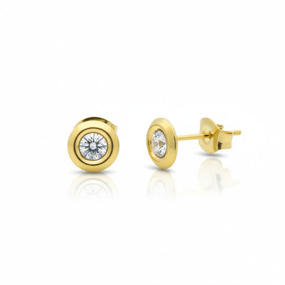 Dames oorbellen rond met kristal - RVS - Aramat Jewels - Oorbellen - cadeautip