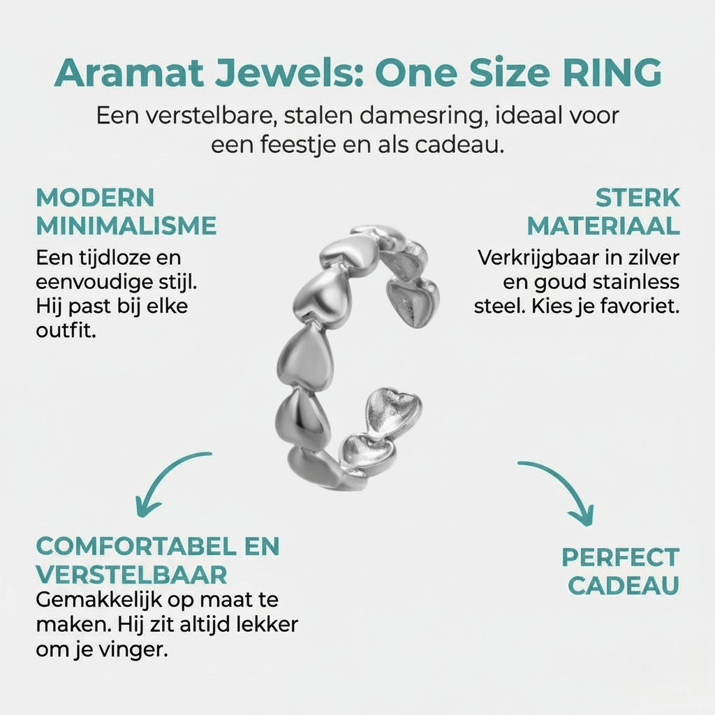 Dames Schakelring met Hartjesrand | 5mm - RVS - Aramat Jewels - Ringen - cadeautip
