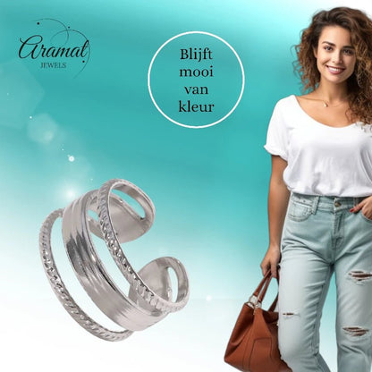 Damesring Verstelbaar - Open Ring Mode Streep - One Size - Ringen kopen