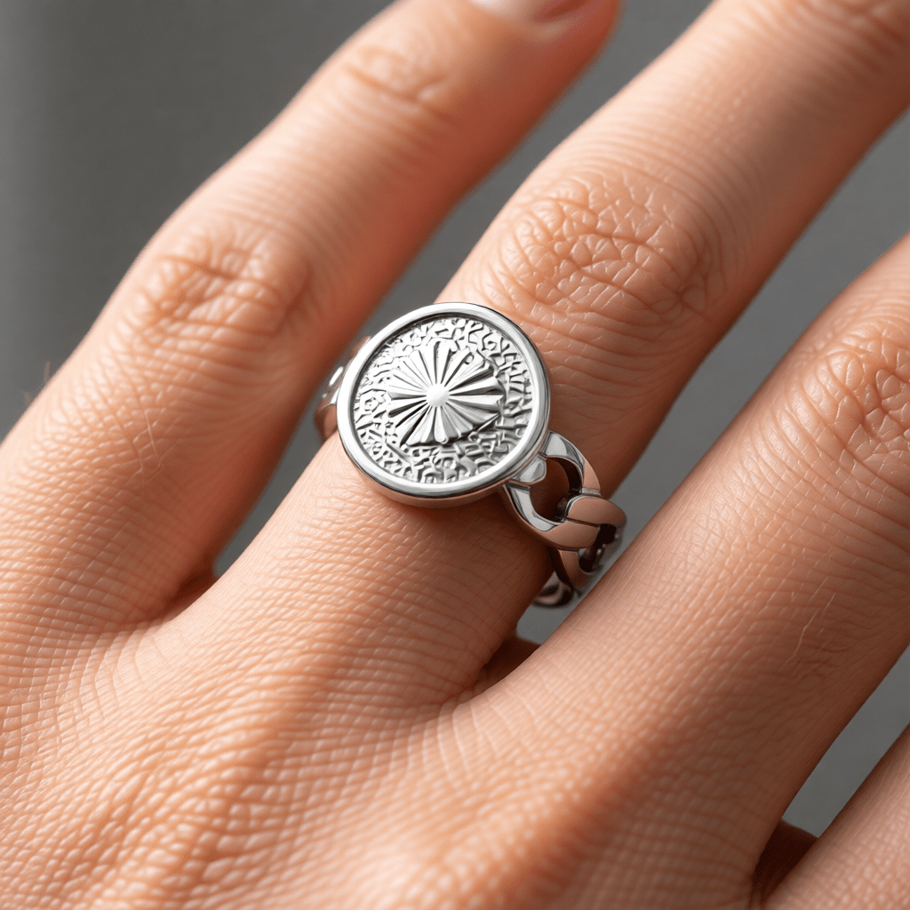 Damesring Verstelbaar – Schakels met Hartje in Cirkel – One Size - Aramat Jewels - Ringen - cadeautip