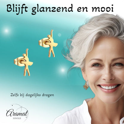 Danseres Oorbellen – Goudkleurig Staal 11x6mm - Aramat Jewels - Oorbellen - cadeautip