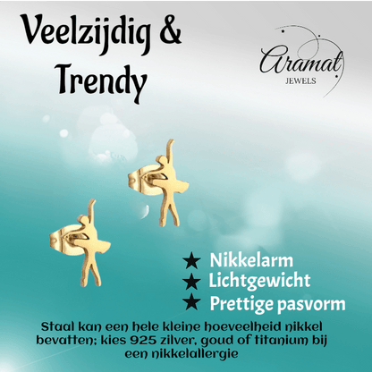 Danseres Oorbellen – Goudkleurig Staal 11x6mm - Aramat Jewels - Oorbellen - cadeautip