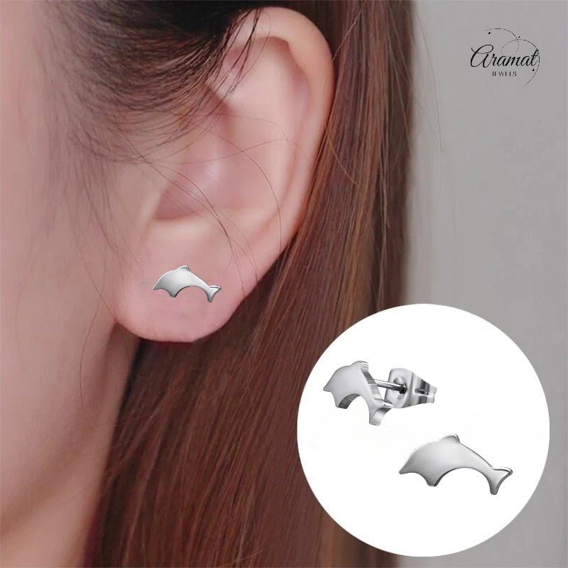 Dolfijn Oorbellen Zilverkleurig RVS – 11x6mm – Uniseks Dierenoorstekers - oor3042 - 1267 - Oorbellen kopen# - 11mm - alles - cadeau