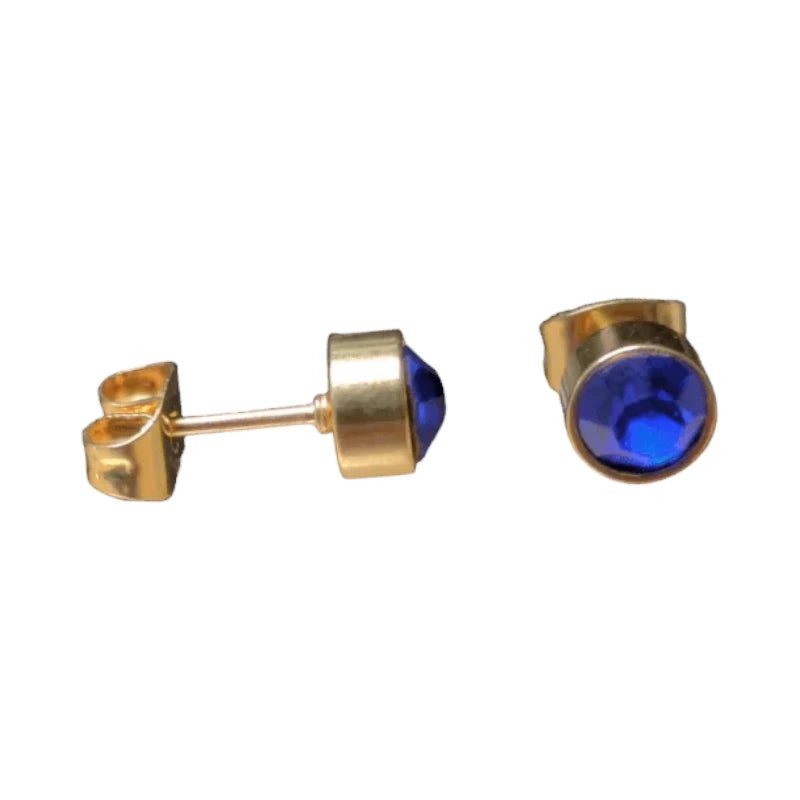 Donker blauwe Zirkonia Oorbellen - 6mm - oor2066 - XE58221 - Oorbellen kopen# - 6mm - alles