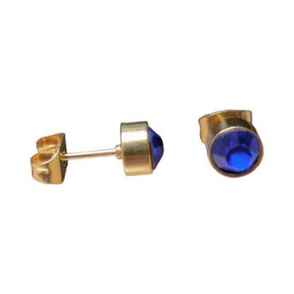 Donker blauwe Zirkonia Oorbellen - 6mm - oor2066 - XE58221 - Oorbellen kopen# - 6mm - alles