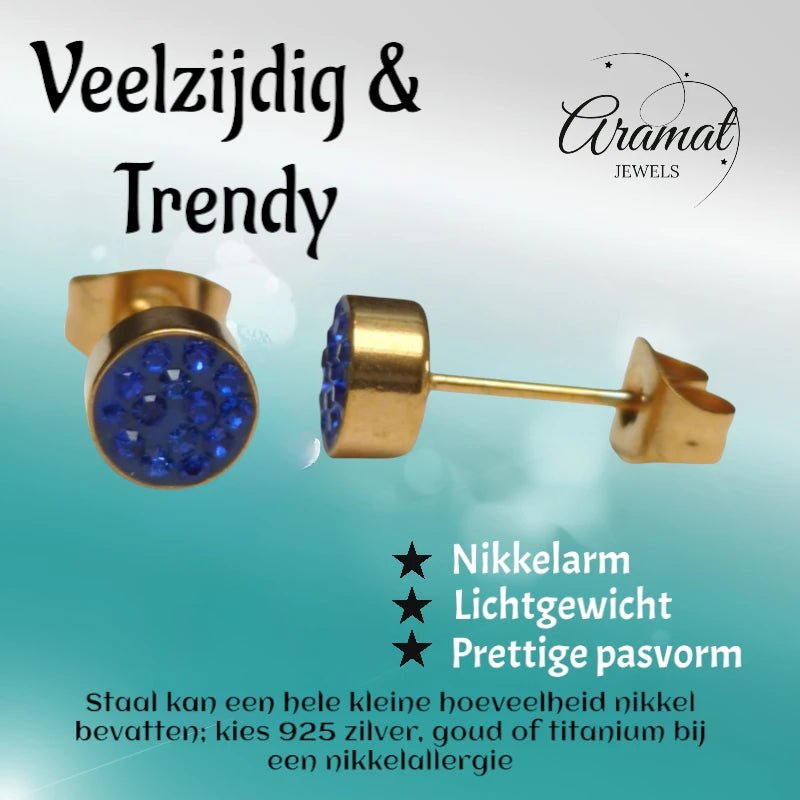 Donkerblauwe kristallen oorstekers 6mm - oor3098 - Oorbellen kopen# - 6mm - alles - blauw