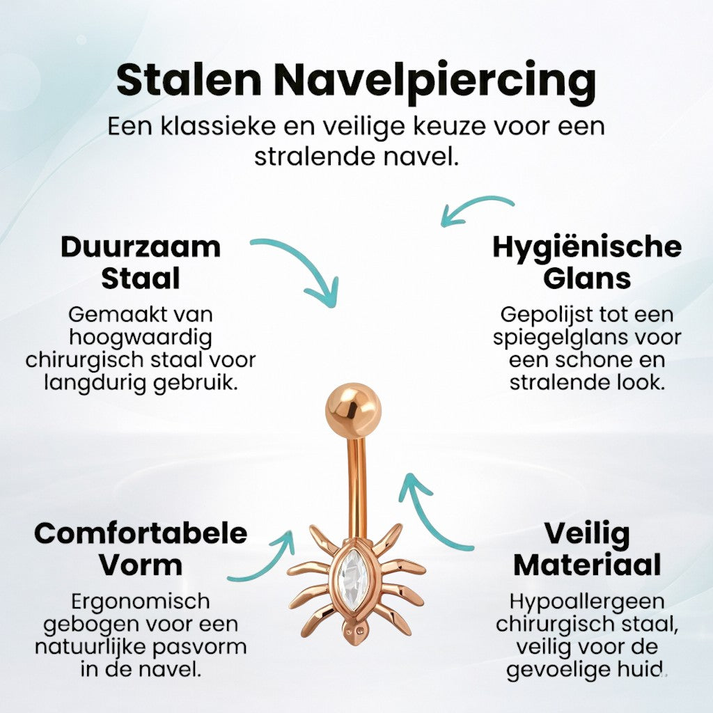 Piercing élégant au nombril en forme d'araignée