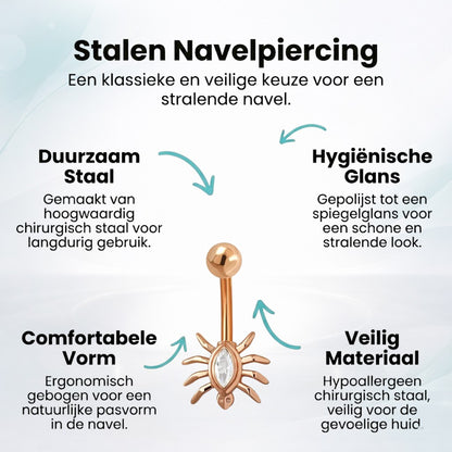 Piercing élégant au nombril en forme d'araignée