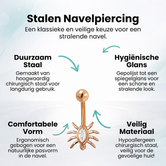 Piercing élégant au nombril en forme d'araignée