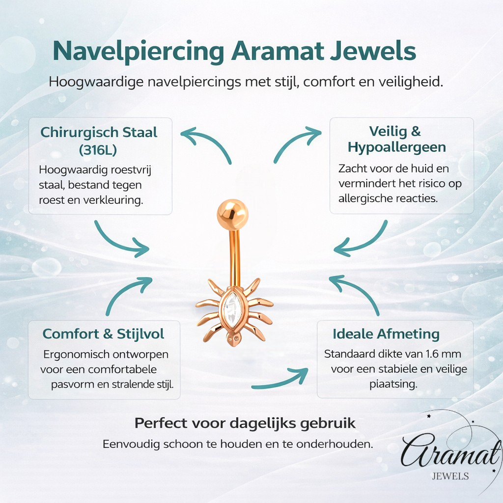Piercing élégant au nombril en forme d'araignée