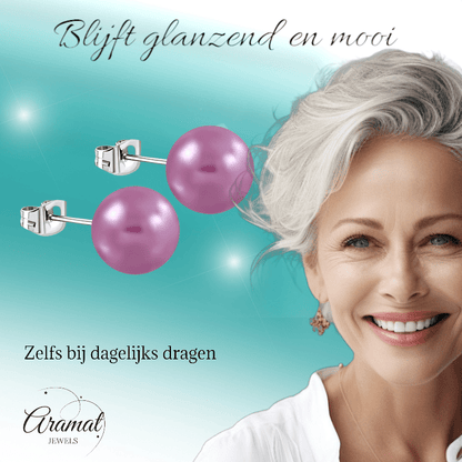 Elegante Paarse Pareloorbellen RVS - oor2600 - tte754 - Oorbellen kopen# - 6mm - alles - cadeau