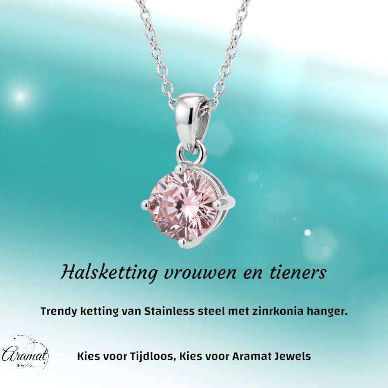Elegante Rvs Zirkonia Hanger - Aramat Jewels - Bedelketting - cadeautip