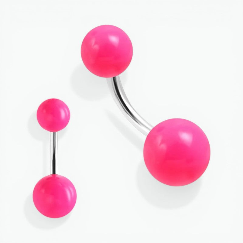 Piercing au nombril en acrylique rose vif et acier