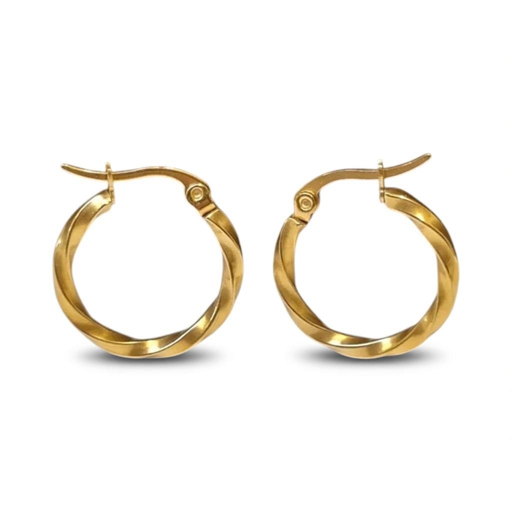 Gedraaide Goudkleurige Oorringen - Aramat Jewels - Oorringen - cadeautip