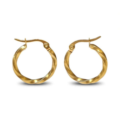 Gedraaide Goudkleurige Oorringen - Aramat Jewels - Oorringen - cadeautip