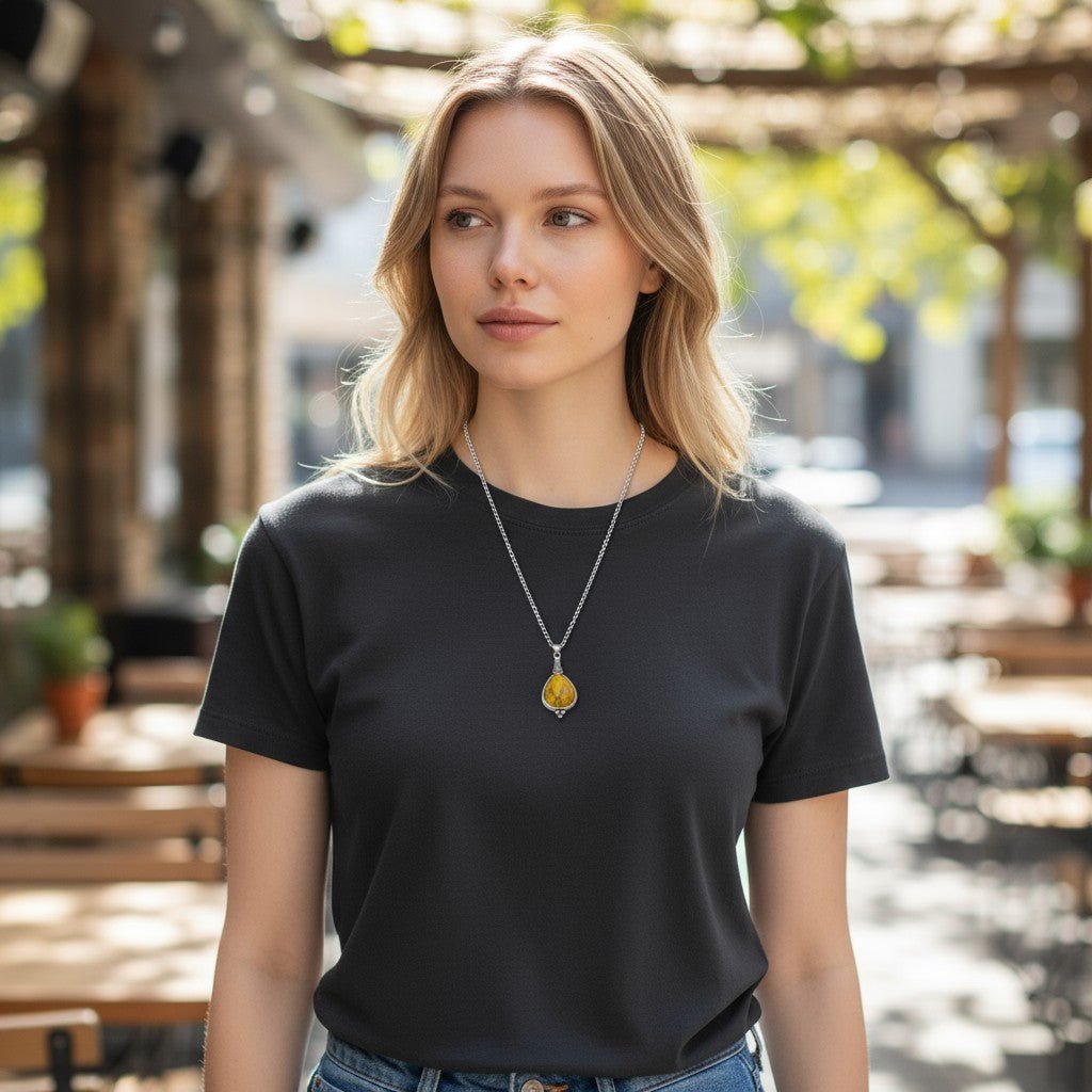 Gele Boho Ketting - Zinklegering - 33mm - Damesketting - Aramat Jewels - Halskettingen - cadeautip