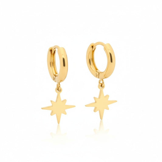 Gouden Oorbellen met Ishster Ster Bedel 10mm - Aramat Jewels - Oorringen - cadeautip