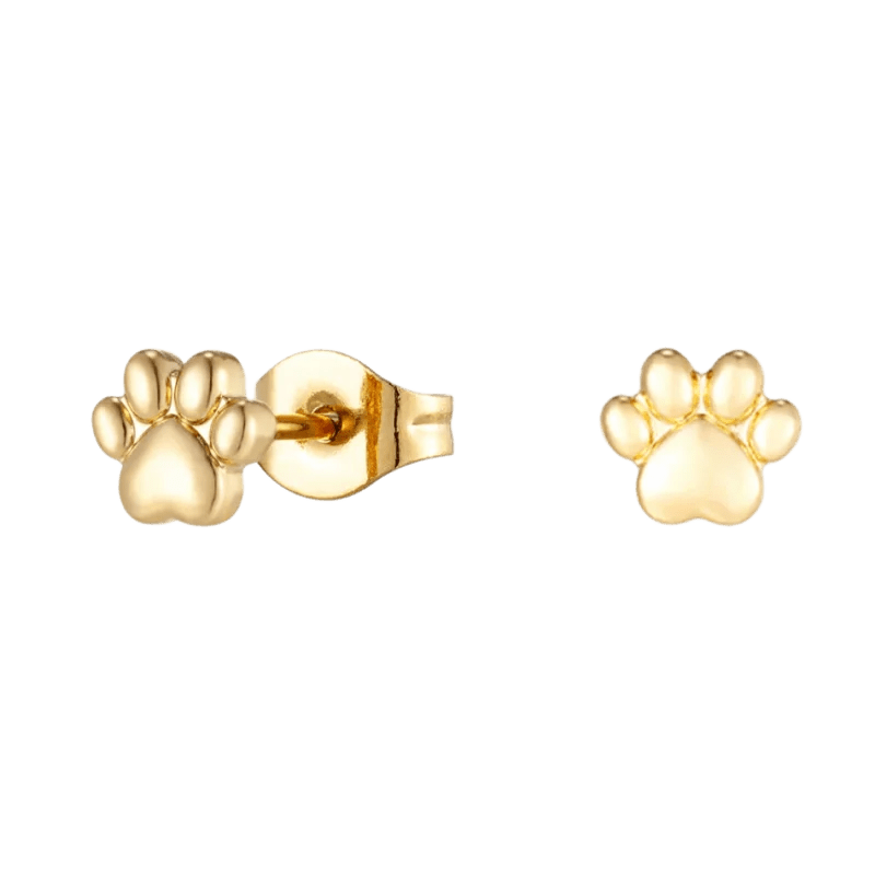 Gouden oorbellen met pootafdruk.