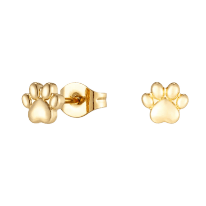 Gouden oorbellen met pootafdruk.