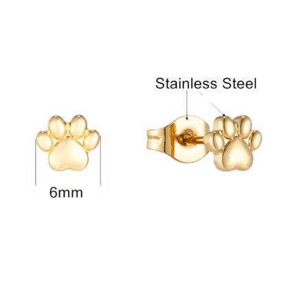 Goudkleurige oorbellen met pootafdruk van roestvrij staal.