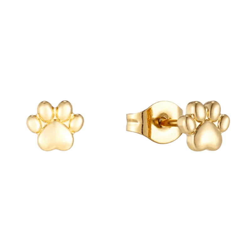 Gouden oorbellen met pootafdruk.