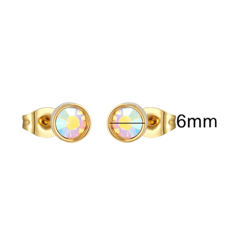 Goudkleurige AB kristal oorbellen – 6 mm - oor4116 - Oorbellen kopen# - 6mm - AB - AB Transparant